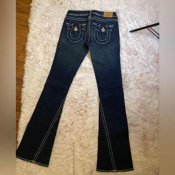 True Religion world tour distressed boot cut low rise jeans SZ.26